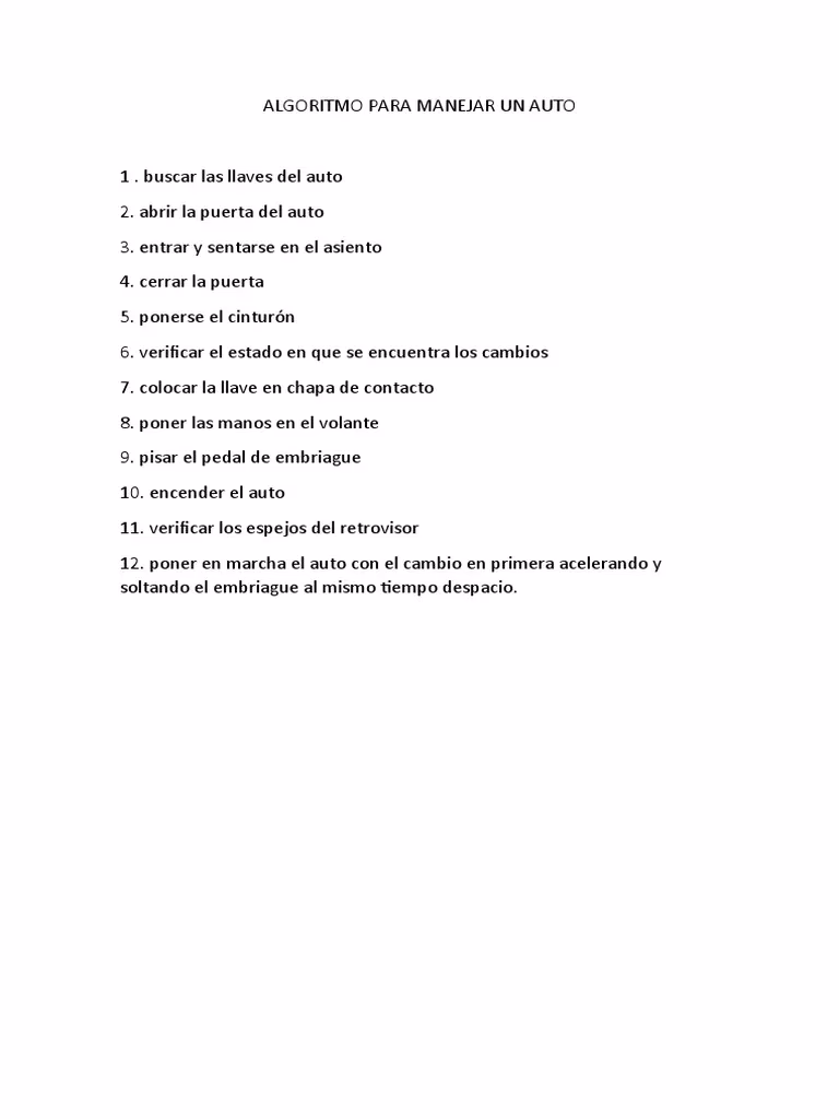 ¿Cuál es el algoritmo para encender un auto?