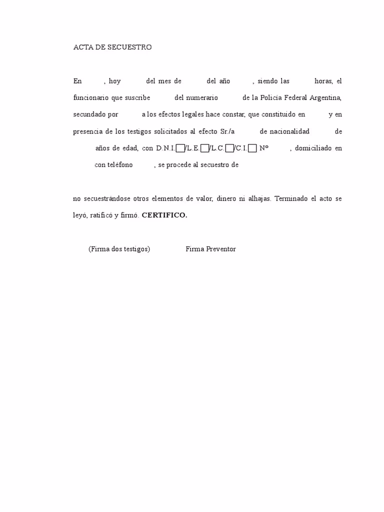 ¿Qué es un acta de secuestro?