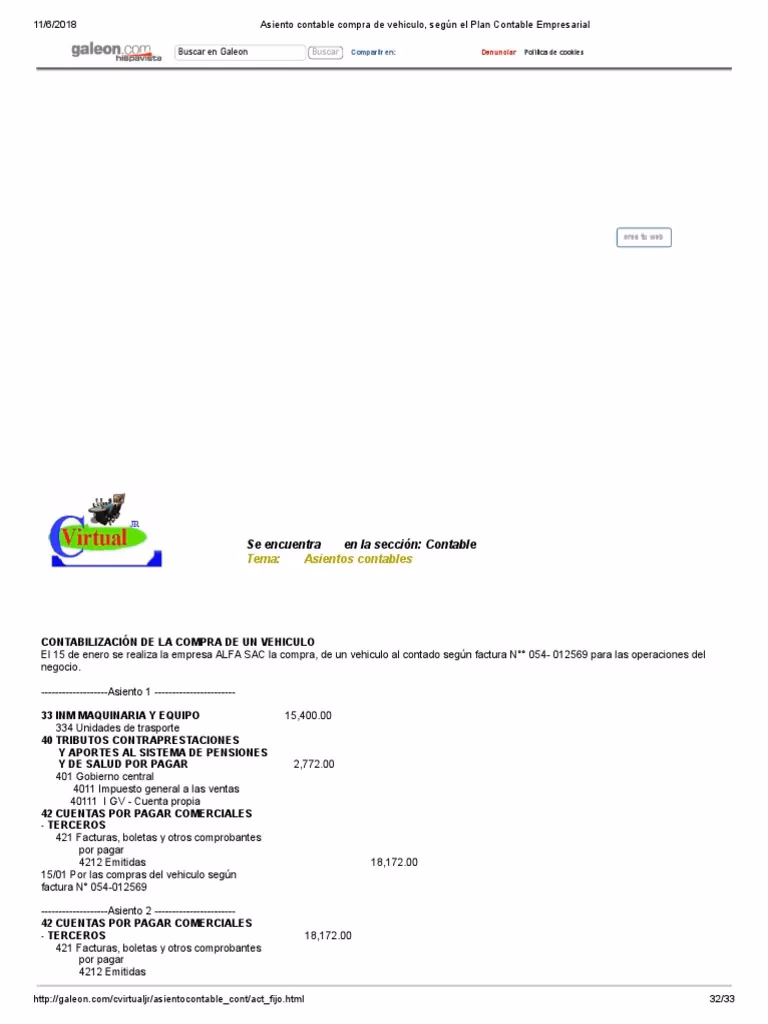 ¿Qué cuenta se utiliza para la compra de un vehículo?