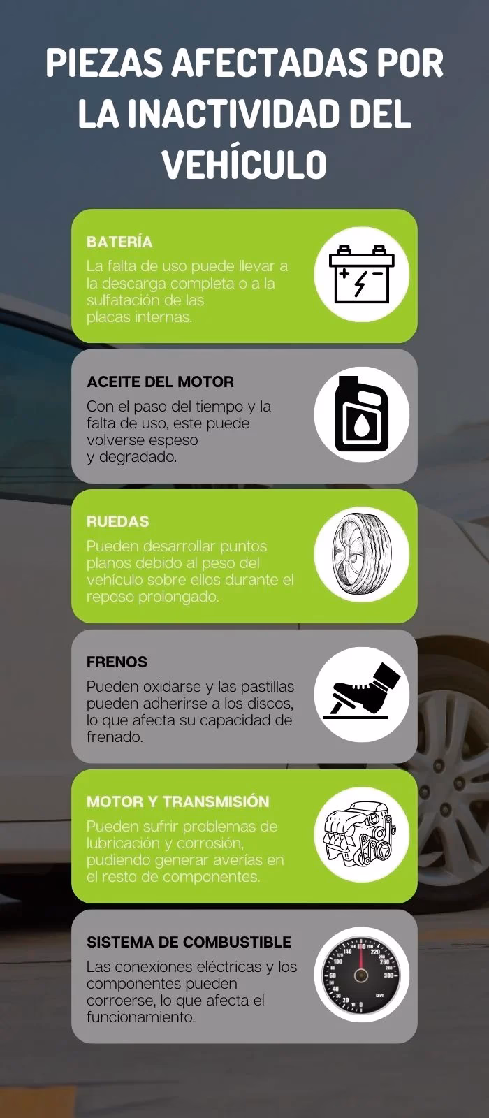 ¿Qué pasa si un coche no se utiliza durante meses?