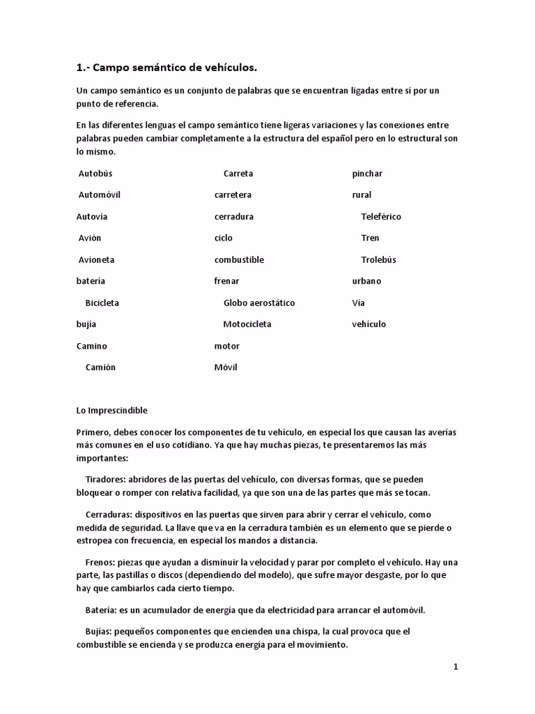 ¿Cuáles son los 4 campos semánticos?