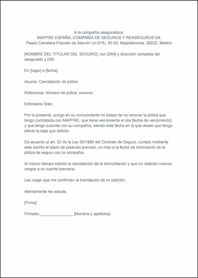 ¿Cómo puedo cancelar mi seguro de auto MAPFRE?