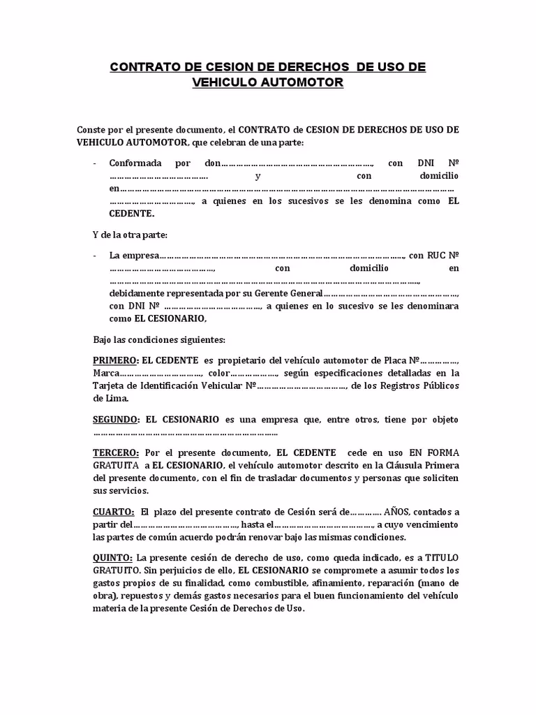 ¿Qué es la cesión de un vehículo?