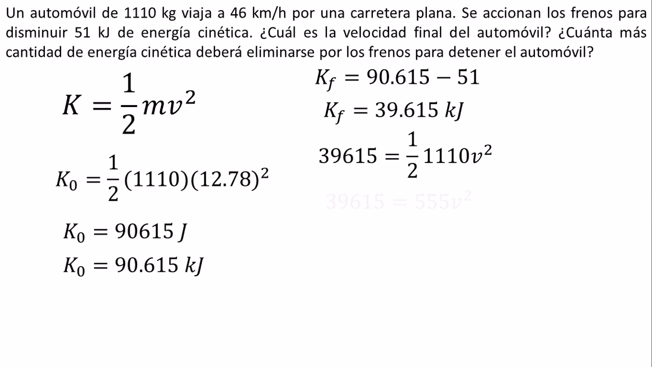 ¿Cuál es la fórmula para calcular la energía cinética?