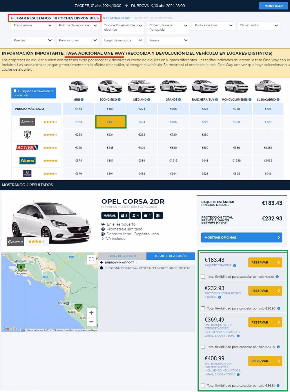 ¿Cuánto cuesta alquilar un carro en Croacia?