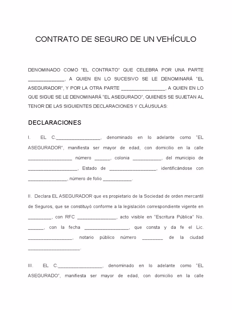 ¿Qué es un contrato de seguro de autos?