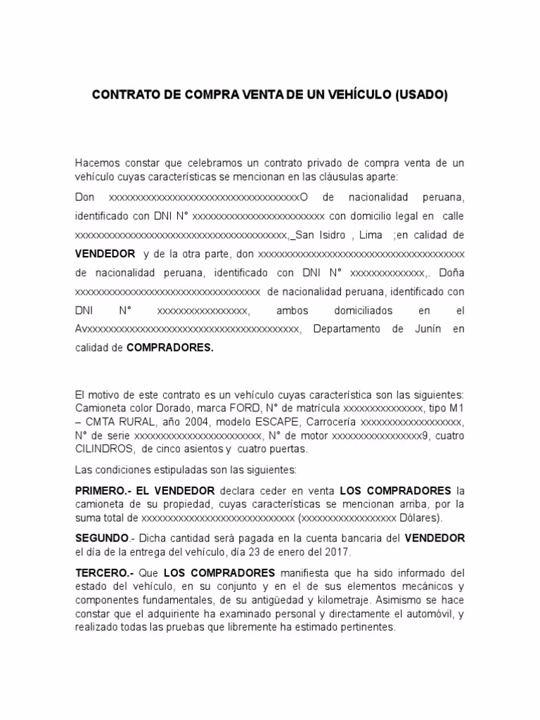 ¿Es legalmente vinculante un contrato de compraventa de un automóvil?