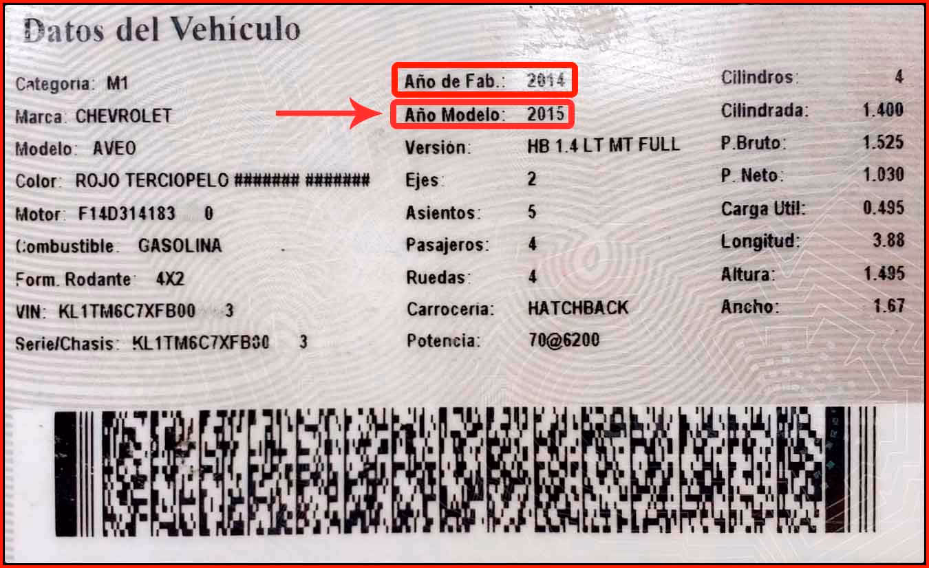 ¿Qué datos debe tener un vehículo?