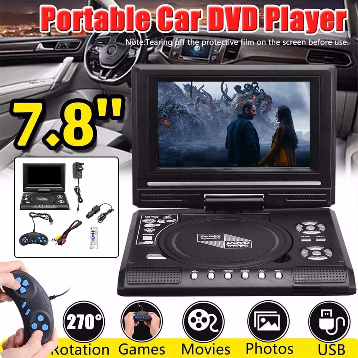 ¿Cómo puedo conectar mi celular a un DVD portátil?