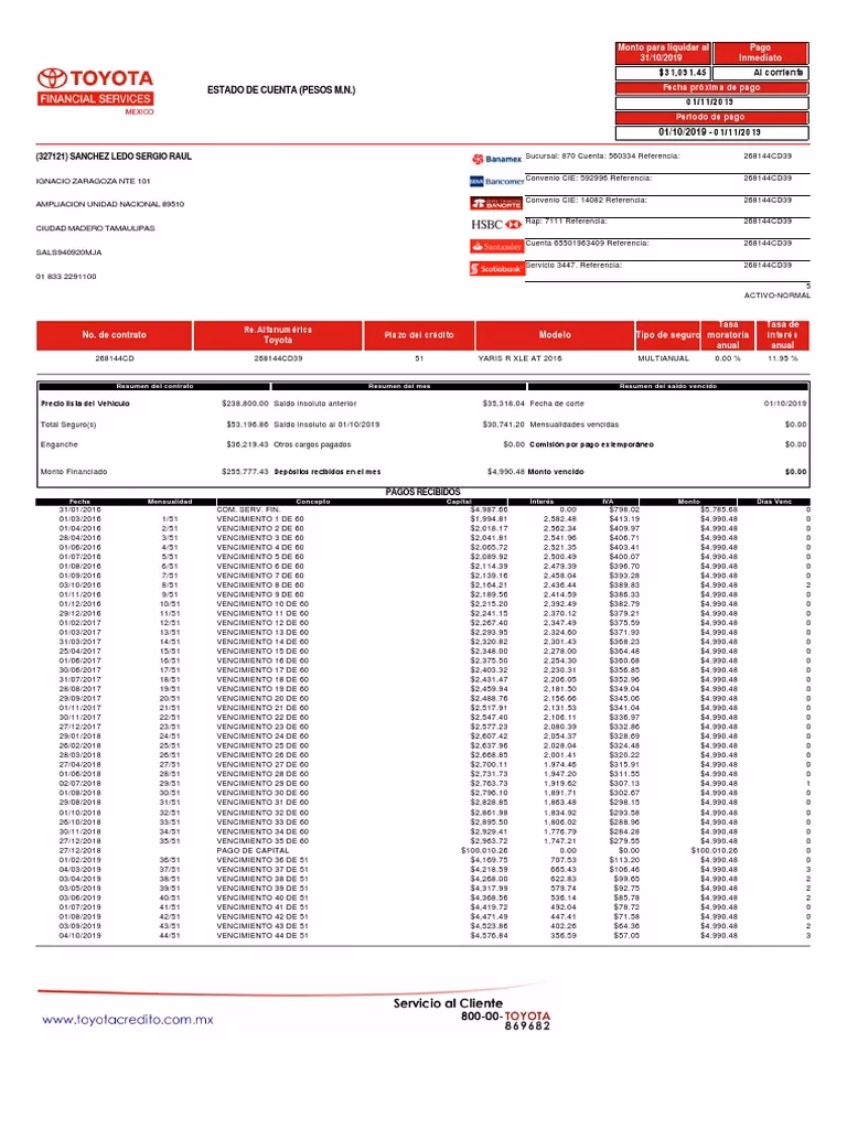 ¿Cómo puedo ver mi estado de cuenta de Toyota?
