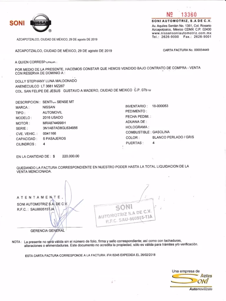 ¿Cómo hacer una carta factura de un carro?