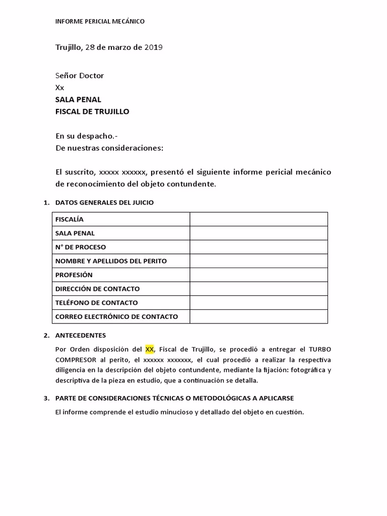 ¿Cómo se debe redactar un informe pericial?