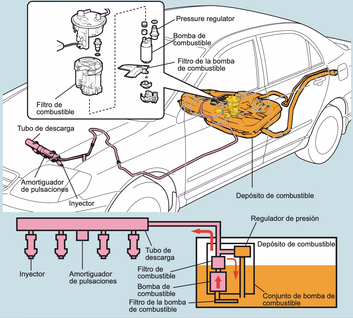 ¿Cuáles son los componentes del combustible?