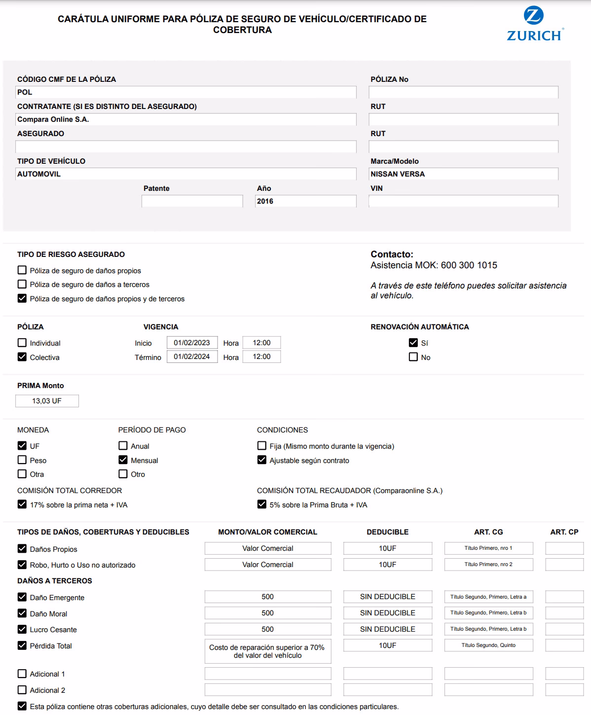 ¿Qué es una póliza de seguro de vehículo?