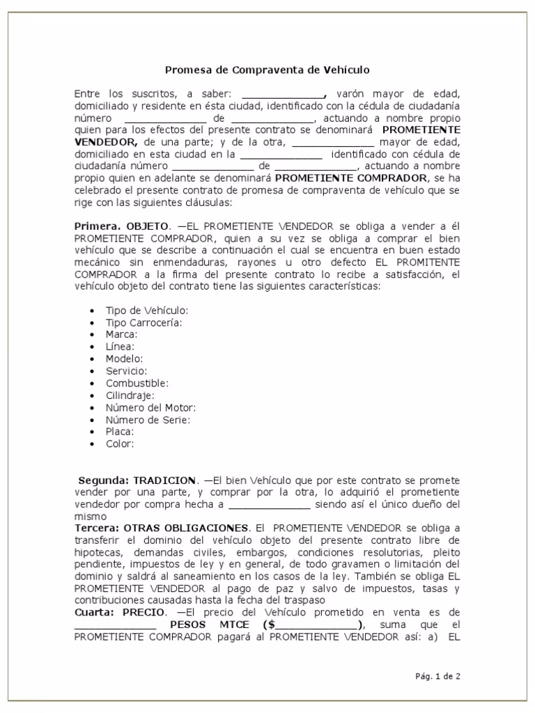 ¿Cómo se redacta una promesa de compraventa?